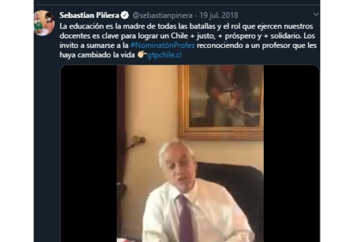Pantallazo video twitter Sebastian Piñera