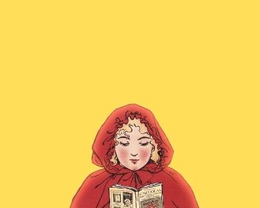 Ilustración de la caperucita roja leyendo un libro