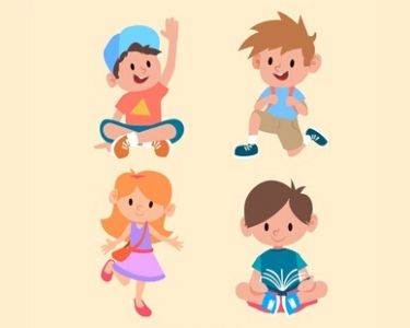 Ilustración de niñas y niños felices