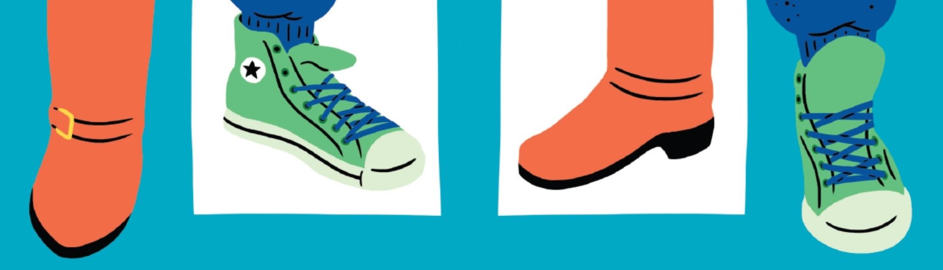 ilustracion de pies con zapatos cambiados