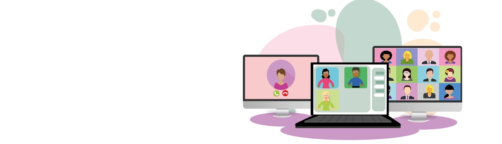 Imagen de Pixabay donde se ven varios profesores conectados en 3 pantallas distintas