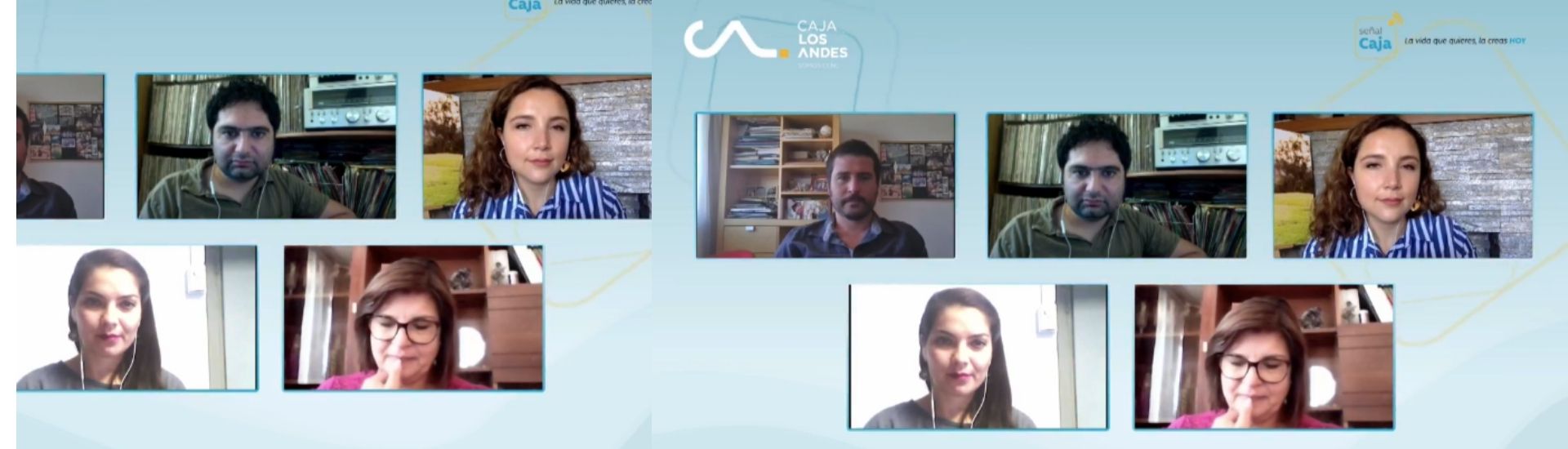 Imagen de la transmisión en vivo con caja los andes, junto a los profesores finalistas del global teacher prize chile 2020