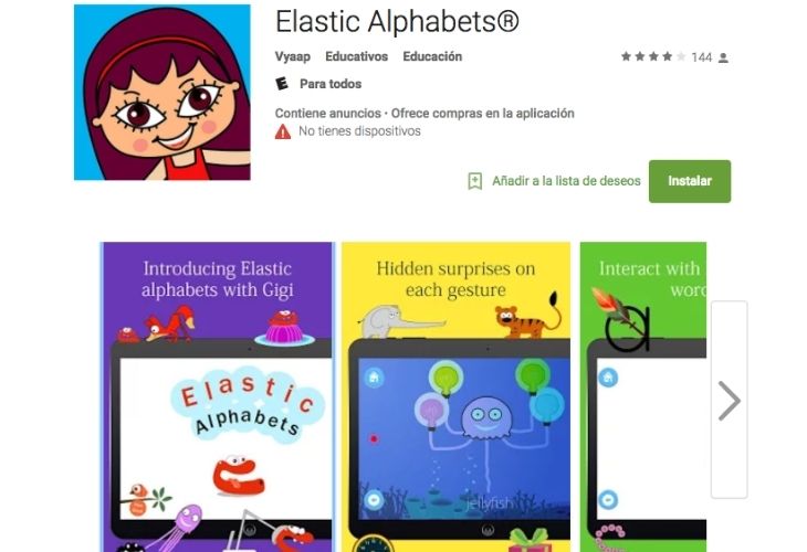Elastic Alphabets app para enseñar el alfabeto en inglés