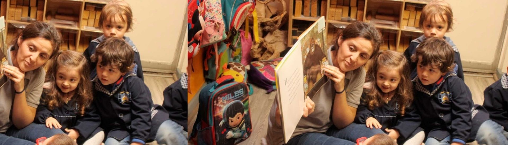 Fotografía de niños y niñas leyendo un cuento