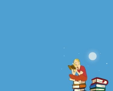 Ilustración de una mujer, sentada sobre varios libros y leyendo bajo la luz de la luna. Crédito: Pixabay.