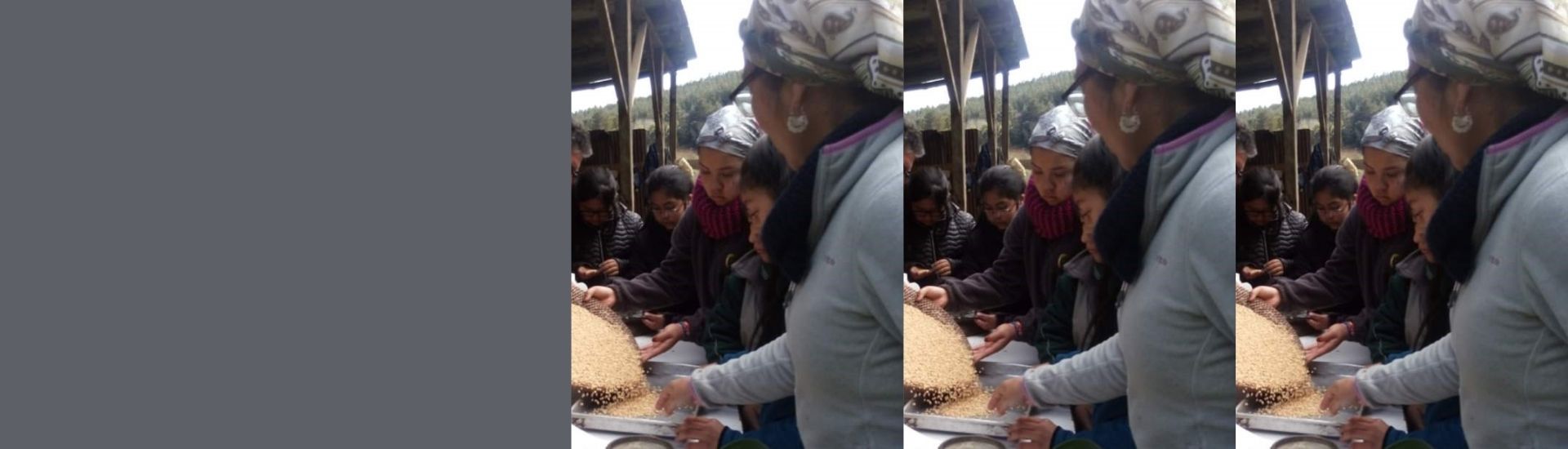docente y sus estudiantes cocinando harina tostada