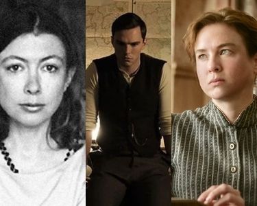 Imágenes de tres películas o documentales que se basan en escritores, de izquierda a derecha: Joan Didion, el centro cederá, Tolkien y Miss Potter