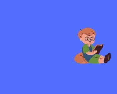 Ilustración de un niño con lentes, sentado, leyendo un libro. Ilustración de Canva.